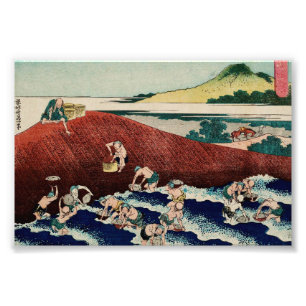 Korbfischerei im Kinu-Fluss durch Hokusai Fotodruck