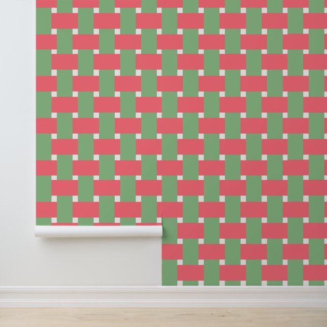 Korbgeflecht in Rosa und Salbei Tapete (Anwendung)