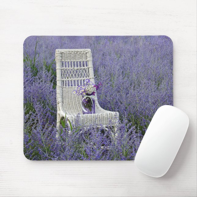 Korbgeflecht-Stuhl in Lila Russischem Salbei Mousepad (Mit Mouse)