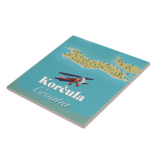 Korčula Croatia Karte Poster Fliese