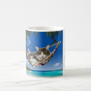 Kordsamt im karibischen (Katze in der Hängematte) Tasse