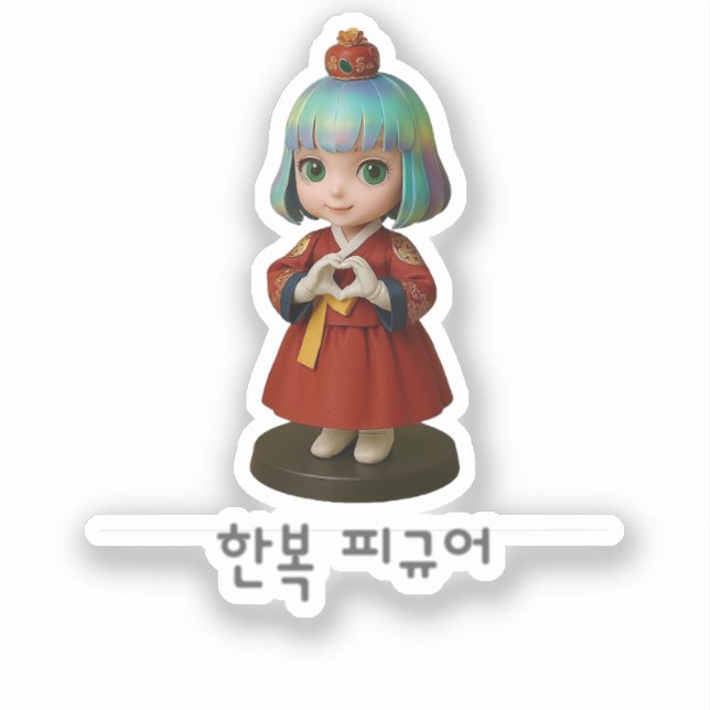 korea Herz von Hanbok Aufkleber (Vorderseite)