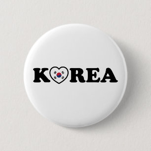 Korea Liebe Herzenflagge Button
