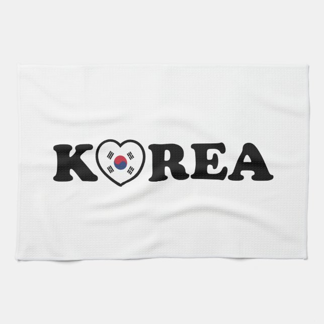 Korea Liebe Herzenflagge Geschirrtuch (Horizontal)