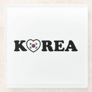 Korea Liebe Herzenflagge Glasuntersetzer