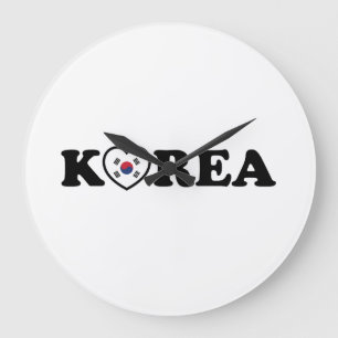 Korea Liebe Herzenflagge Große Wanduhr