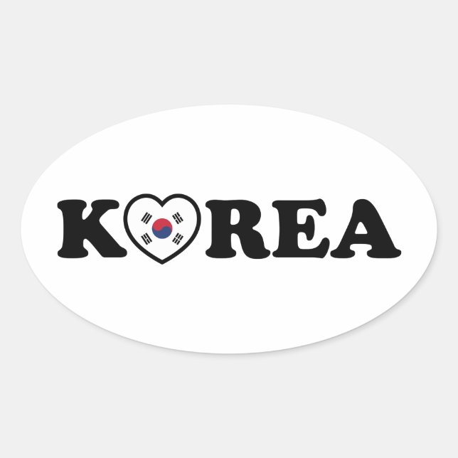 Korea Liebe Herzenflagge Ovaler Aufkleber (Vorderseite)