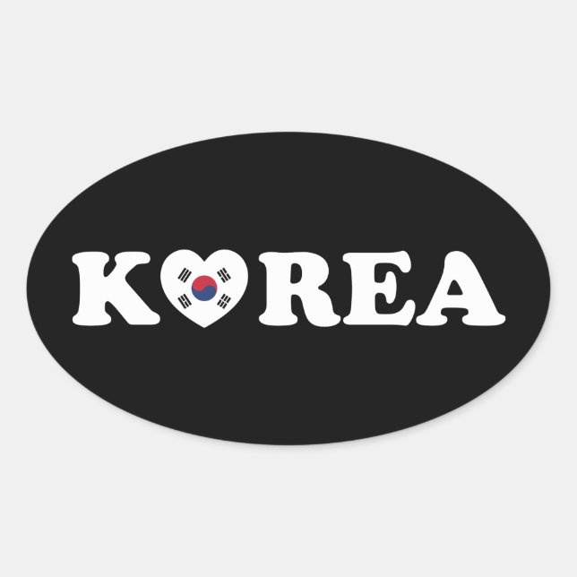 Korea Liebe Herzenflagge Ovaler Aufkleber (Vorderseite)