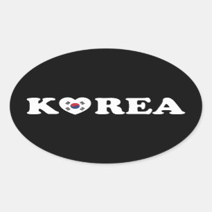 Korea Liebe Herzenflagge Ovaler Aufkleber