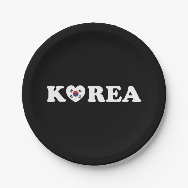Korea Liebe Herzenflagge Pappteller (Vorderseite)