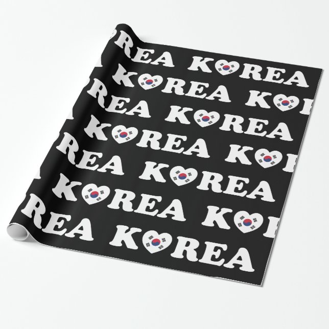 Korea Love Heart Flag Geschenkpapier (Ungerollt)