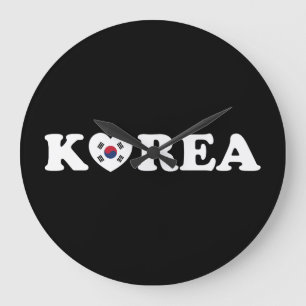 Korea Love Heart Flag Große Wanduhr