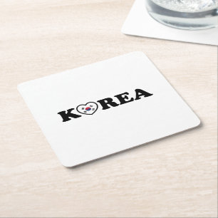 Korea Love Heart Flagge Rechteckiger Pappuntersetzer