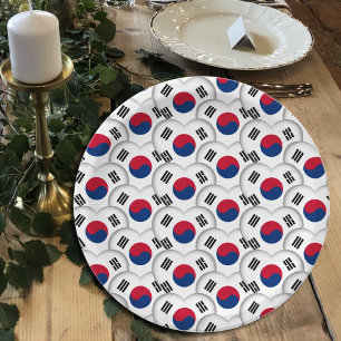 Korea Teller, Herz, koreanische Flagge / Südkorea Pappteller