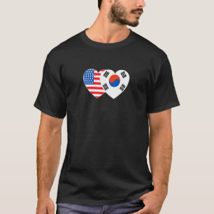 Korea und die USA Flag Twin Heart für koreanische  T-Shirt