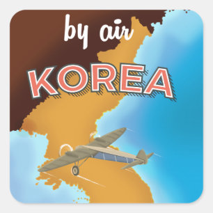 Korea Vintage-Reiseplakat-Druck Quadratischer Aufkleber