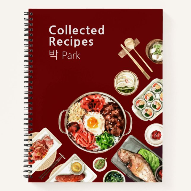 Korean Cuisine Recipe Journal - Dunkelrot Notizbuch (Vorderseite)