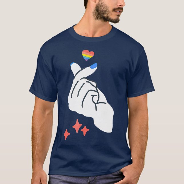 Korean Finger Heart Gay LGBQ Kpop Kdrama Liebe T-Shirt (Vorderseite)