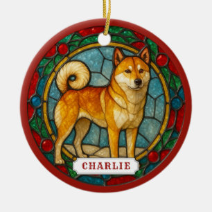 Korean Jindo Hund Keramik Kreis Ornament