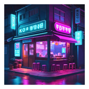 Korean Neon Coffee House LoFi Art Fotodruck