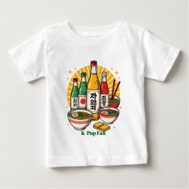 Korean Pop Culture Chest Print Baby T-shirt
