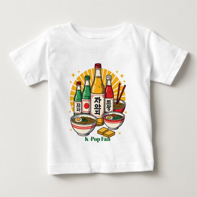 Korean Pop Culture Chest Print Baby T-shirt (Vorderseite)