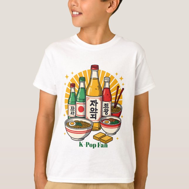 Korean Pop Culture Chest Print T-Shirt (Vorderseite)