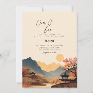 Korean Traditional Landscape Wedding Invitation Einladung