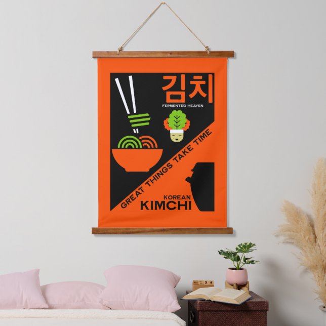 Koreanisch Kimchi Kitchen Art Wandteppich Mit Holzrahmen (Schlafzimmer)