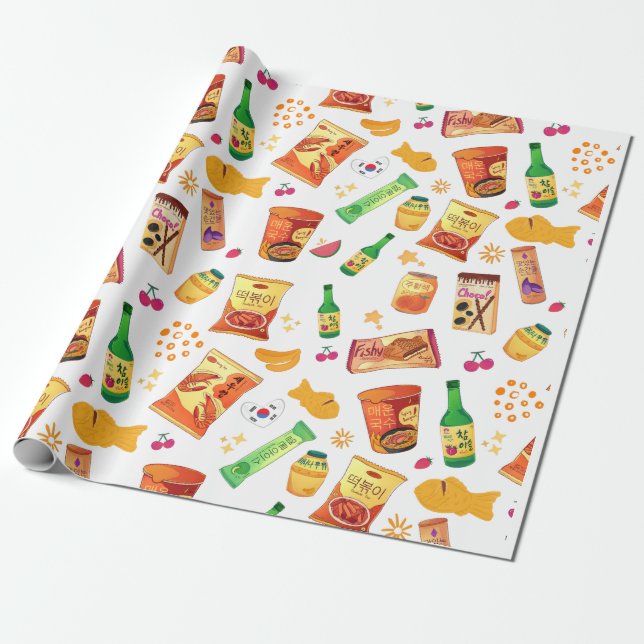 Koreanisch SEOULFOOD Kawaii Geschenkpapier (Ungerollt)