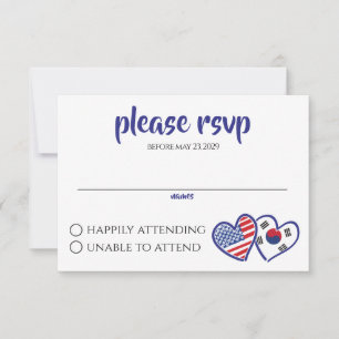 Koreanische amerikanische Herzflags RSVP Karte