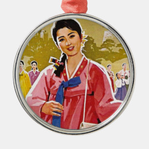 Koreanische Damen im Hanbok Ornament Aus Metall