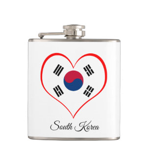 Koreanische Flagge & Herz, Südkorea/Sportfans Flachmann