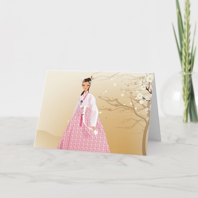 koreanische Frau in einem Hanbok Karte (Vorderseite)