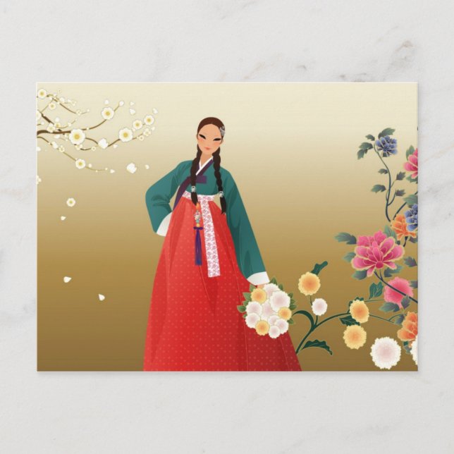 koreanische Frau in einem Hanbok Postkarte (Vorderseite)
