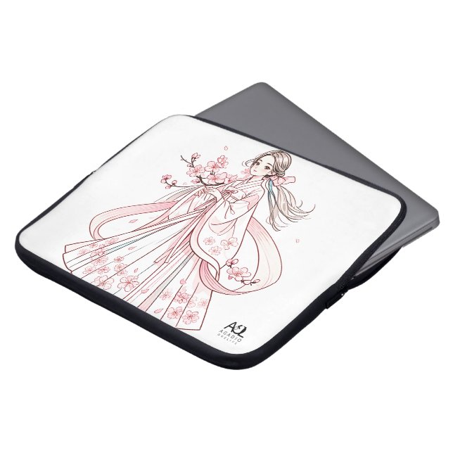 Koreanische Frau in Hanbok mit Cherry Electronics  Laptopschutzhülle (Vorne Oben)