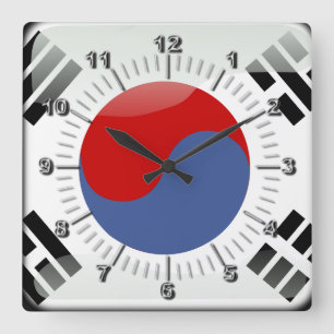 Koreanische glatte Flagge Quadratische Wanduhr
