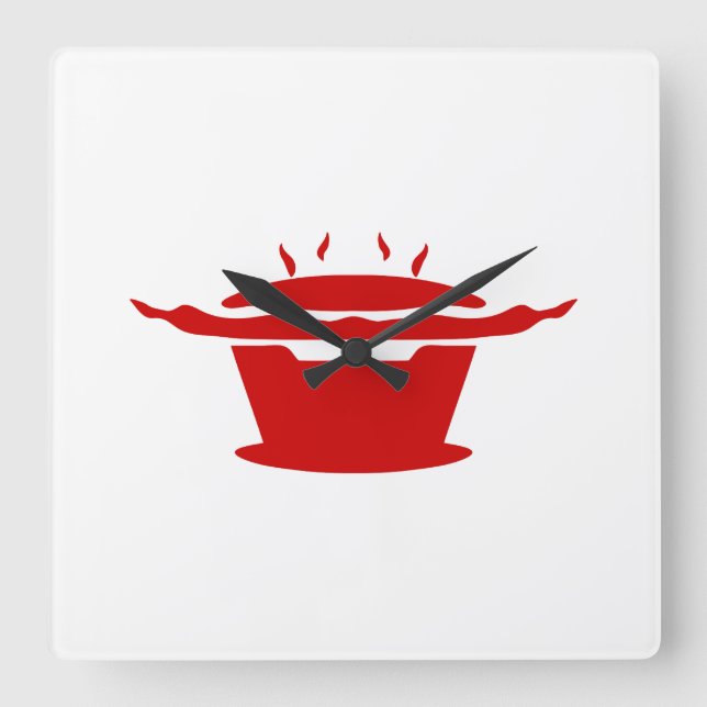 Koreanische GRILLEN (고 기 구 이) Quadratische Wanduhr (Vorderseite)