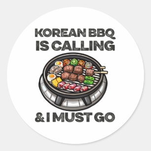 Koreanische Grillen Funny Korean Byrbecue Food Lov Runder Aufkleber