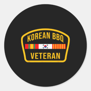 Koreanische Grillen Veteran Funny Food Lover Gym C Runder Aufkleber