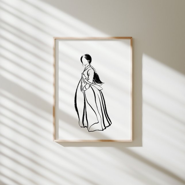 Koreanische Hanbok-Frau mit Norigae Ink Poster (Von Creator hochgeladen)