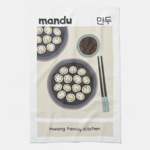 Koreanische Mandu-Dumplings moderne Neujahrsgerich Geschirrtuch