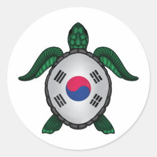 Koreanische Meeresschildkrötenflagge Runder Aufkleber