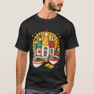 Koreanische Popkultur-Brustdruck T-Shirt