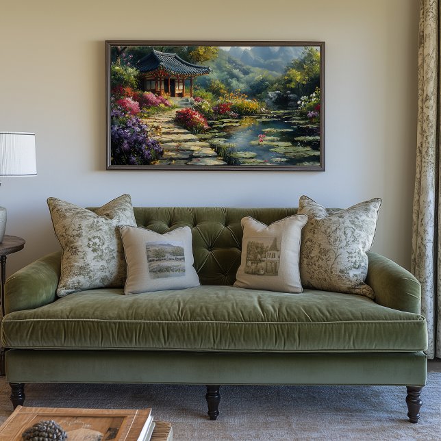 Koreanischer Geheimgarten Leinwanddruck (Korean Garden Temple Artwork)