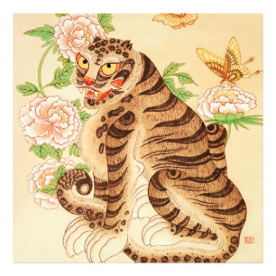 Koreanischer gestreifter Tiger Vintage Minhwa Fotodruck