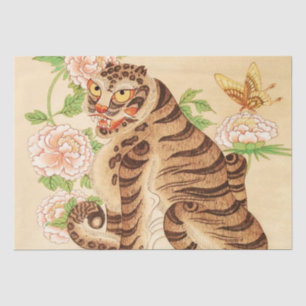 Koreanischer gestreifter Tiger Vintage Minhwa Seidenpapier