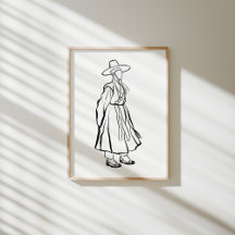 Koreanischer Hanbok-Mann mit Gat-Ink-Line-Poster