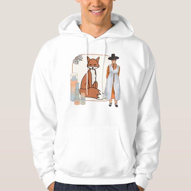 Koreanischer Hanbok-Mann und roter Fuchs Kunst Hoodie (Vorderseite)