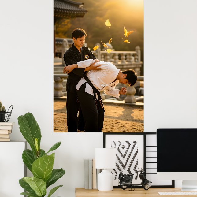 Koreanischer Hapkido Selbstverteidigung Poster (Heimbüro)